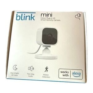 Blink New Mini Smart Security Camera White Indoor 1080p HD Alexa BCM00300U